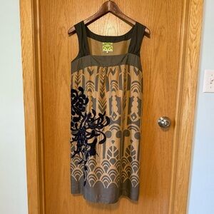 Anthropologie Floreat Art Deco Cocktail Dress with Embroidered Floral Detail
